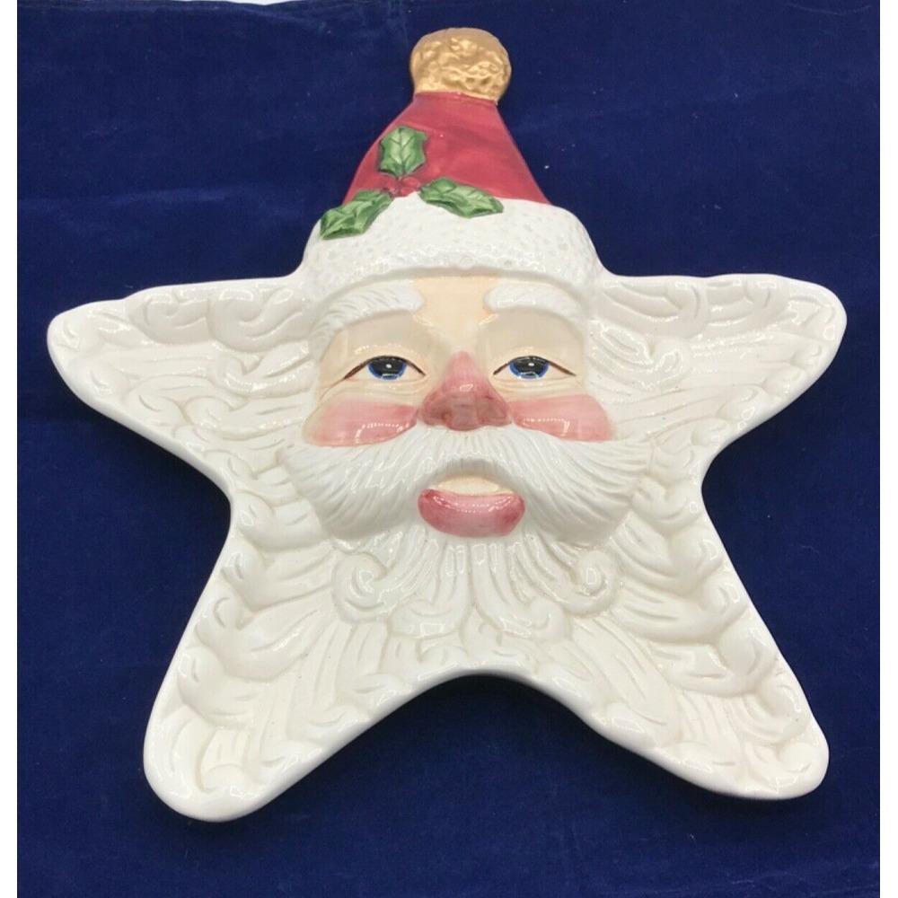 Santa Claus wall plate hat Dish Star Shaped Christmas Holiday Trinket Candy xmas